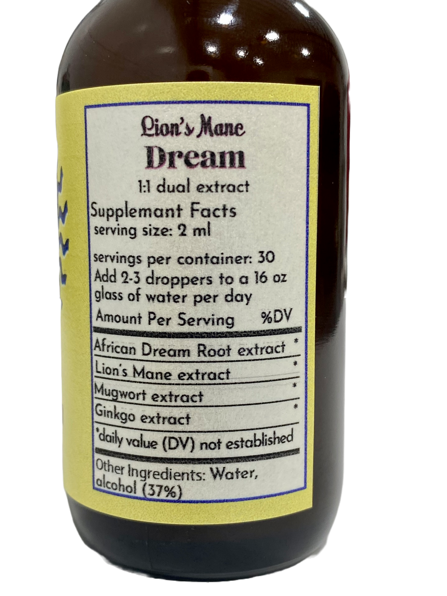 lions mane dream tincture - side view